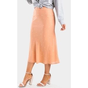 Francesca's Mi ami Jeann Polka Dot Midi Skirt